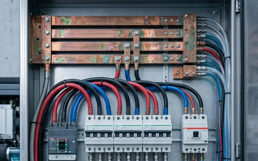 Power distribution panel at a real Bipbitcoin mining facility